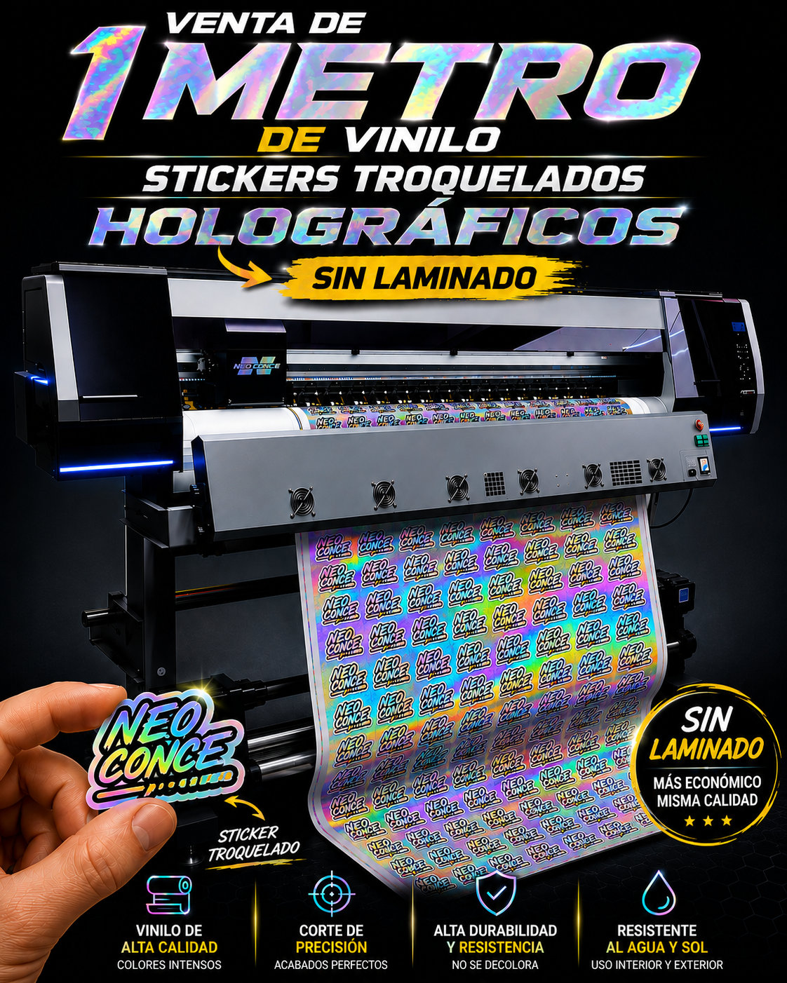Impresión De Stickers Troquelados Holograficos/tornasol personalizados – 1 Metro