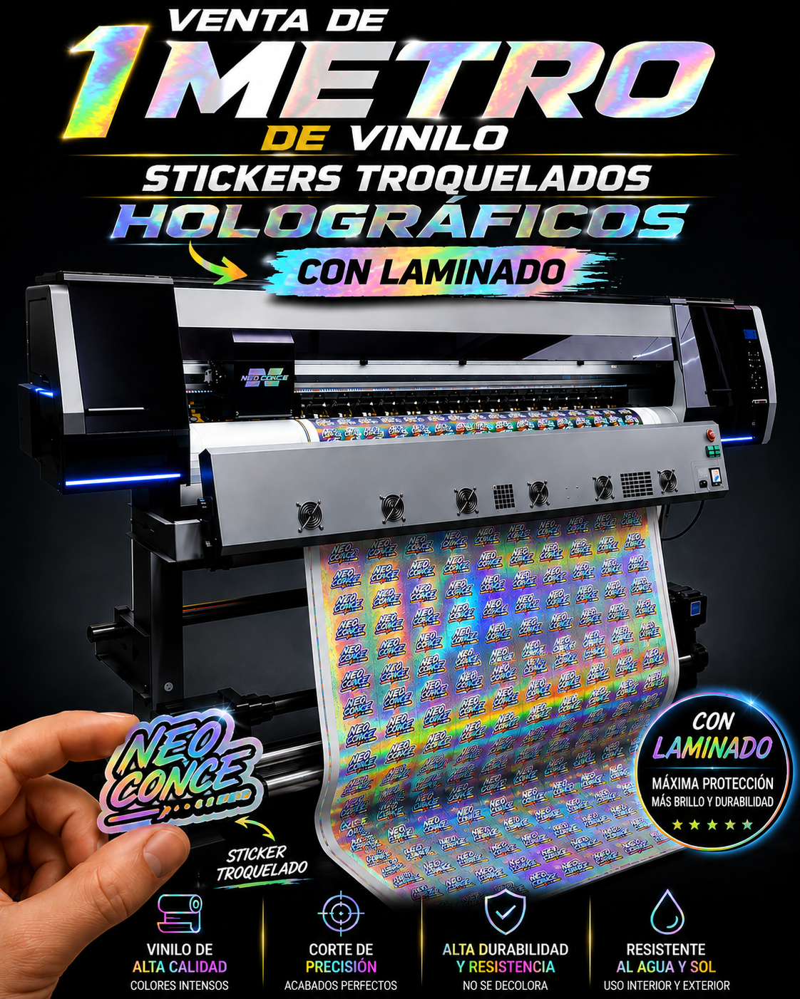 Impresión De Stickers Troquelados Holograficos/tornasol personalizados – 1 Metro